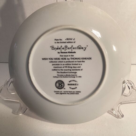 End of a Perfect Day Plate Wish You Were Here #1 Thomas Kinkade Cabin Canoe Duck - Picture 2 of 4